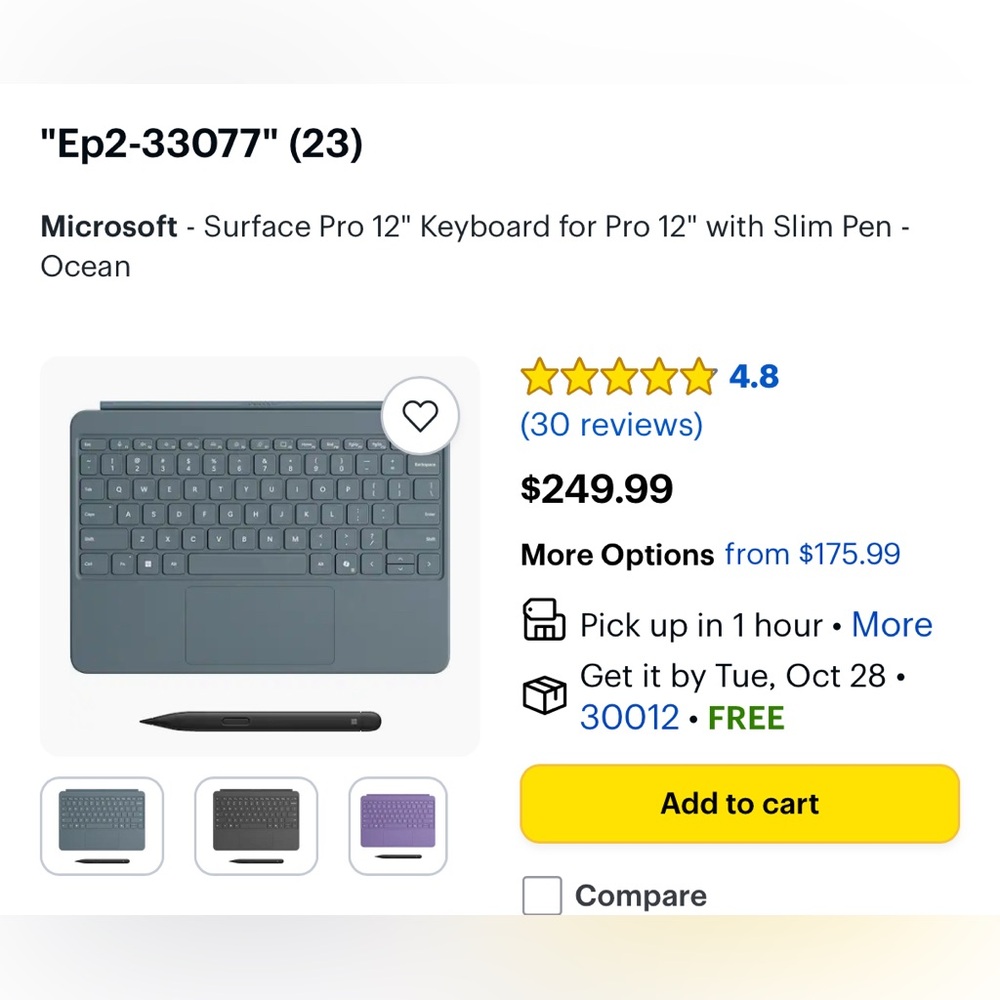 Microsoft Surface Pro Keyboard with Slim Pen - Gray